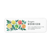 水彩モダン柑橘果実可愛い差出人住所 ラベル (正面)