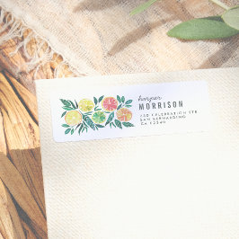 水彩モダン柑橘果実可愛い差出人住所 ラベル