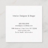 水彩モダン椅子、エンドテーブルインテリアデザイン スクエア名刺 (裏面)