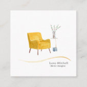 水彩モダン椅子、エンドテーブルインテリアデザイン スクエア名刺 (正面)