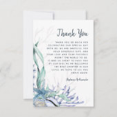 水彩モダン海ビーチ結婚式 サンキューカード (正面)