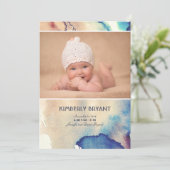 水彩モダン絵を描ベビー誕生発表 案内状 (スタンド正面)
