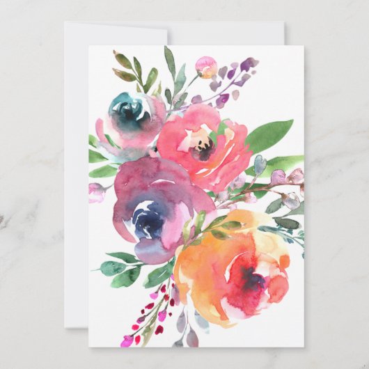 水彩モダン花エレガントScript結婚's セーブザデート (裏面)