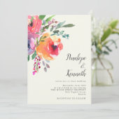 水彩モダン花エレガントScript結婚's 招待状 (スタンド正面)