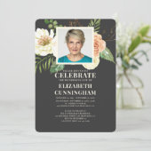 水彩モダン花模様写真記念 招待状 (スタンド正面)