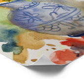 水彩モダン花 ポスター (角)