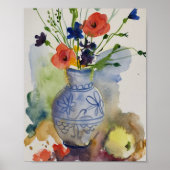 水彩モダン花 ポスター (正面)