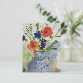 水彩モダン花 ポストカード (スタンド正面)