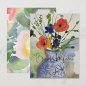 水彩モダン花 ポストカード (正面/裏面)