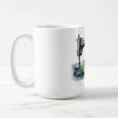 水彩モダン裁縫機切り出し コーヒーマグカップ (左)