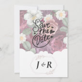 水彩モダン赤ルビーバーガンディフローラテーマ  招待状 (裏面)