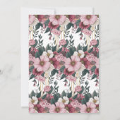 水彩モダン赤面ピンクのブルゴーニュの花 招待状 (裏面)