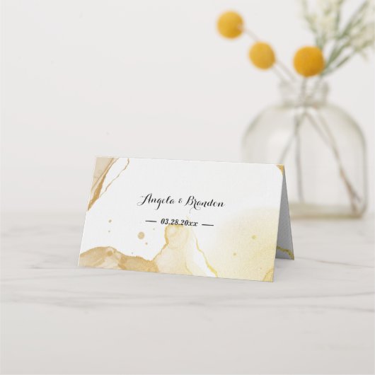 水彩モダン金ゴールド座席表 プレイスカード (裏面)