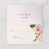 水彩モダン ピンク ピーチ フラワーブライダルシャワー プレイスカード (外部開封)