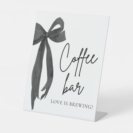 水彩モダン ブラックボウ コーヒーバーサイン 台座サイン (正面)