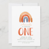 水彩モダン ボヘミアンレインボー ファーストバースデー 招待状 (正面)