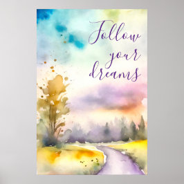 水彩モチベーションプリントウォールアート ポスター