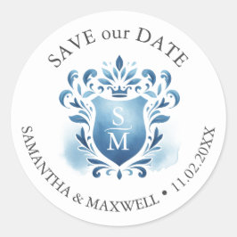 水彩モノグラムの紋 ラウンドシール