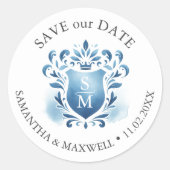 水彩モノグラムの紋 ラウンドシール (正面)