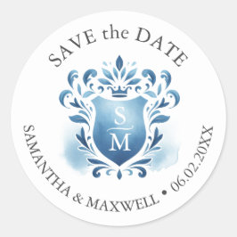 水彩モノグラムの紋 ラウンドシール