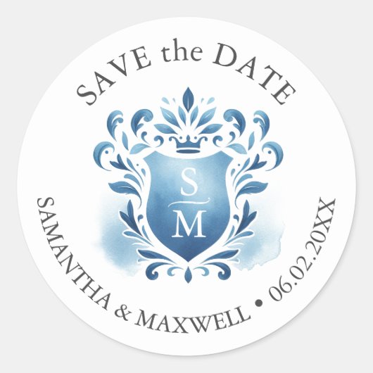 水彩モノグラムの紋 ラウンドシール (正面)