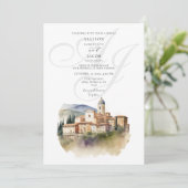 水彩モノグラムイタリアン目的地の結婚式 招待状 (スタンド正面)