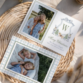 水彩モノグラムイニシャルくるみ割りクレスト写真 シーズンカード