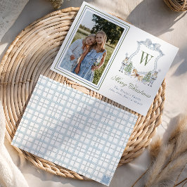 水彩モノグラムイニシャルくるみ割りクレスト写真 シーズンカード