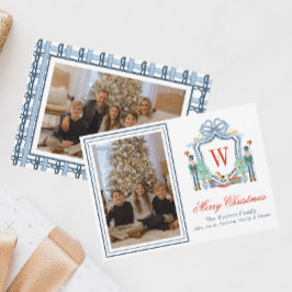 水彩モノグラムイニシャルくるみ割りクレスト写真 シーズンカード