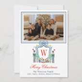 水彩モノグラムイニシャルくるみ割りクレスト写真 シーズンカード (正面)