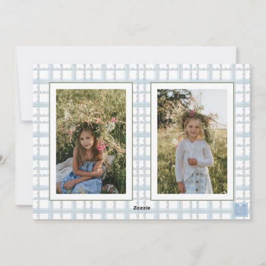 水彩モノグラムイニシャルくるみ割りクレスト写真 シーズンカード (裏面)