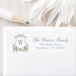 水彩モノグラムイニシャルくるみ割りクレスト ラベル