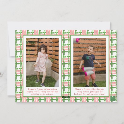 水彩モノグラムイニシャルサンタクレストフォト シーズンカード (裏面)