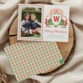 水彩モノグラムイニシャルサンタクレストフォト シーズンカード