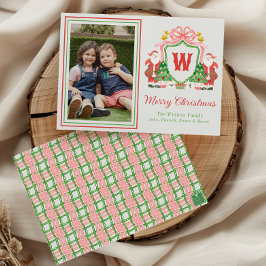 水彩モノグラムイニシャルサンタクレストフォト シーズンカード
