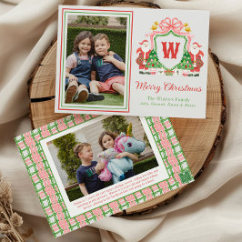 水彩モノグラムイニシャルサンタクレストフォト シーズンカード