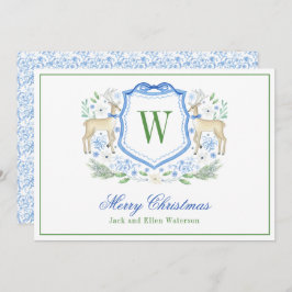水彩モノグラムイニシャルトナカイの紋章 シーズンカード