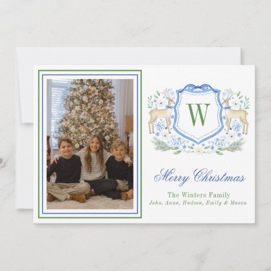 水彩モノグラムイニシャルトナカイ紋写真 シーズンカード (正面)