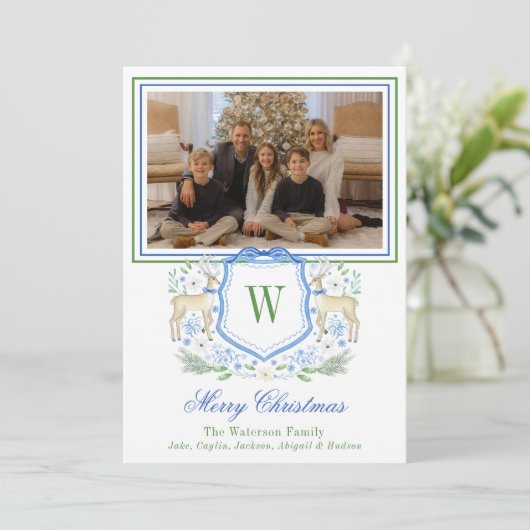 水彩モノグラムイニシャルトナカイ紋写真 シーズンカード (スタンド正面)