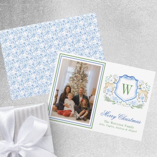 水彩モノグラムイニシャルトナカイ紋写真 シーズンカード