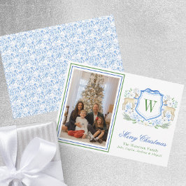 水彩モノグラムイニシャルトナカイ紋写真 シーズンカード