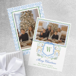 水彩モノグラムイニシャルトナカイ紋写真 シーズンカード