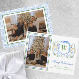 水彩モノグラムイニシャルトナカイ紋写真 シーズンカード