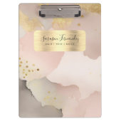 水彩モノグラムガーリー金ゴールドフェイクブラックピンク クリップボード (正面)