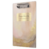 水彩モノグラムガーリー金フェイク箔ピンク クリップボード (左)