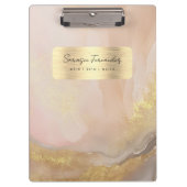 水彩モノグラムガーリー金フェイク箔ピンク クリップボード (正面)