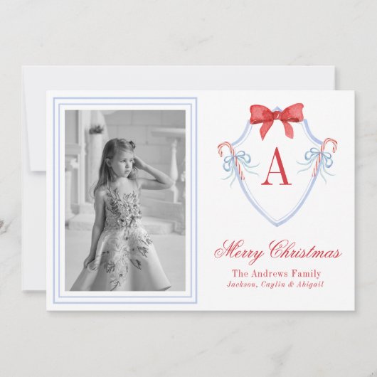 水彩モノグラムキャンディケーンクレスト写真 シーズンカード (正面)