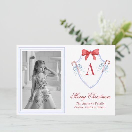 水彩モノグラムキャンディケーンクレスト写真 シーズンカード (スタンド正面)