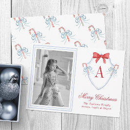 水彩モノグラムキャンディケーンクレスト写真 シーズンカード