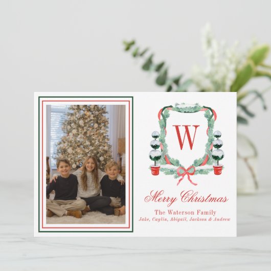 水彩モノグラムクリスマストピアリークレストフォト シーズンカード (スタンド正面)